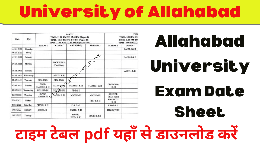 allahabad university time table