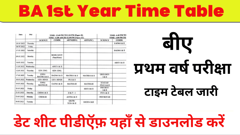 ba 1st year time table