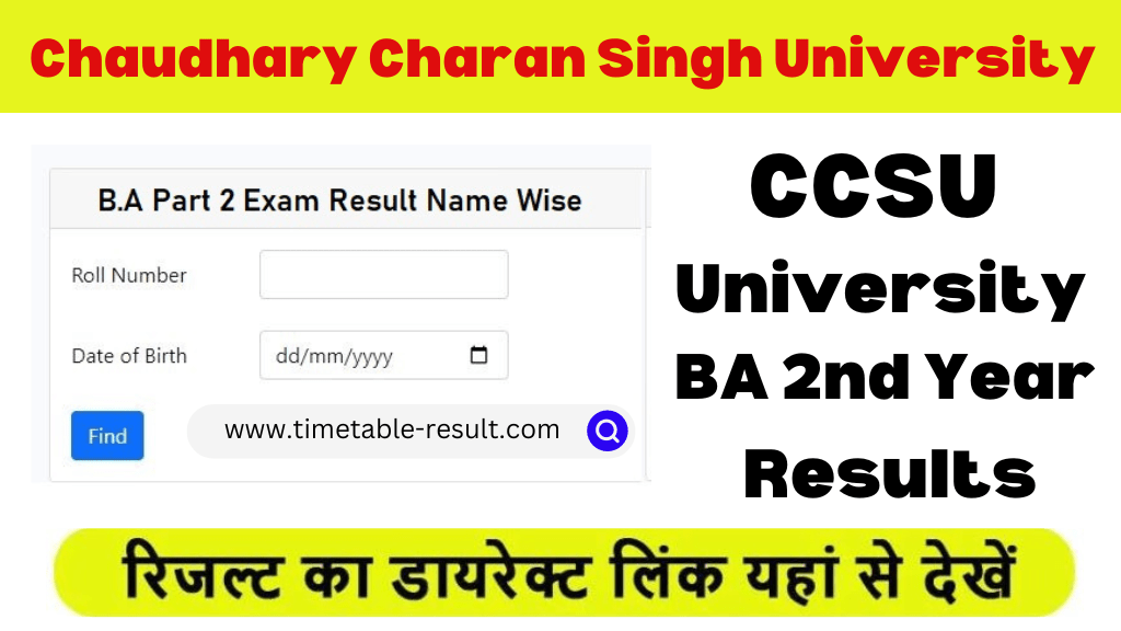 CCSU BA 2nd Year Result 2024 Meerut University B.A 2 Result