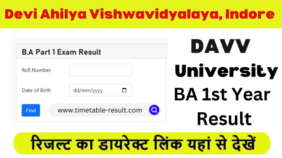 DAVV BA 1st Year Result 2023 Devi Ahilya Vishwavidyalaya