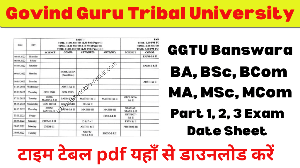 ggtu time table