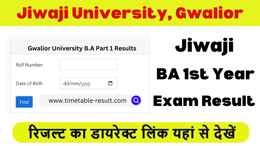 jiwaji university ba 1st year result