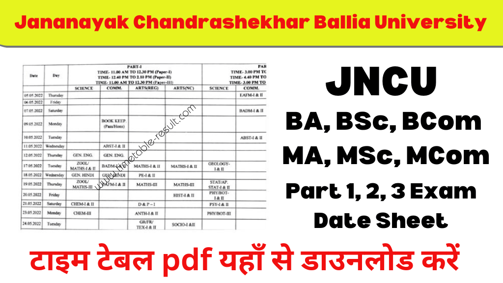 jncu time table