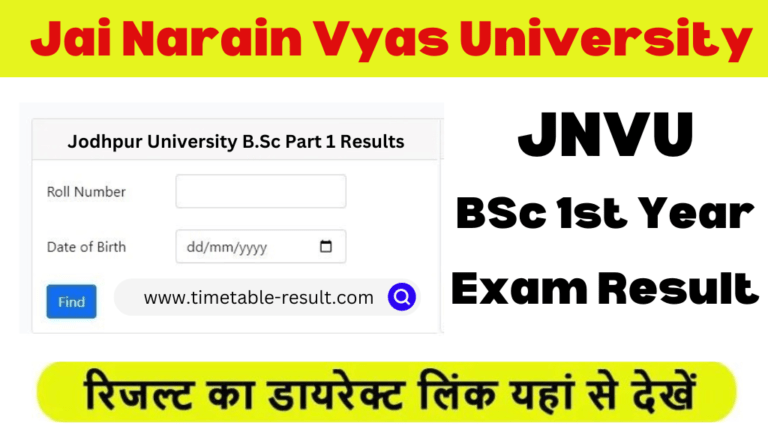 jnvu bsc 1st year result