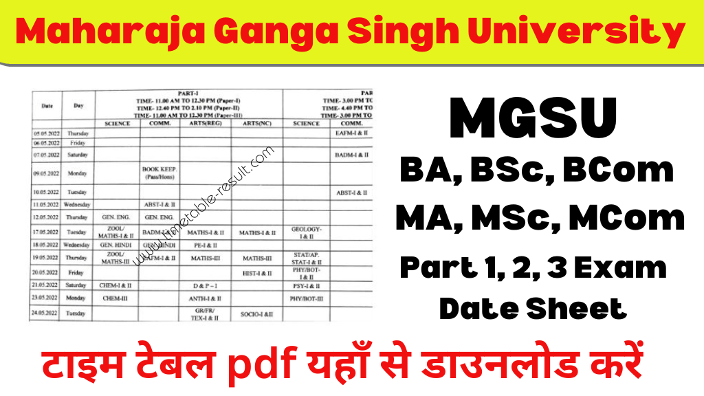 mgsu time table