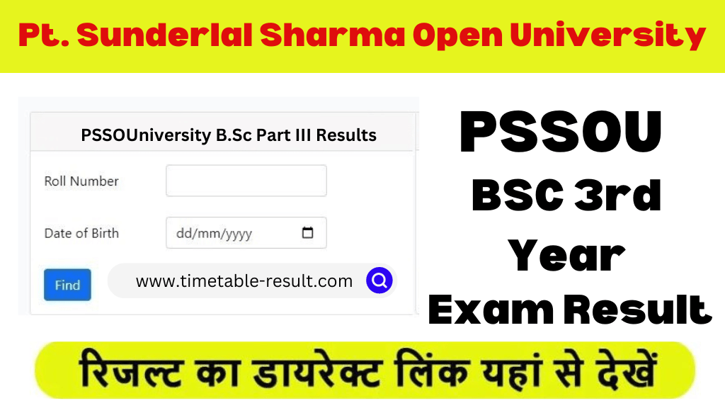 pssou bsc 3rd year result