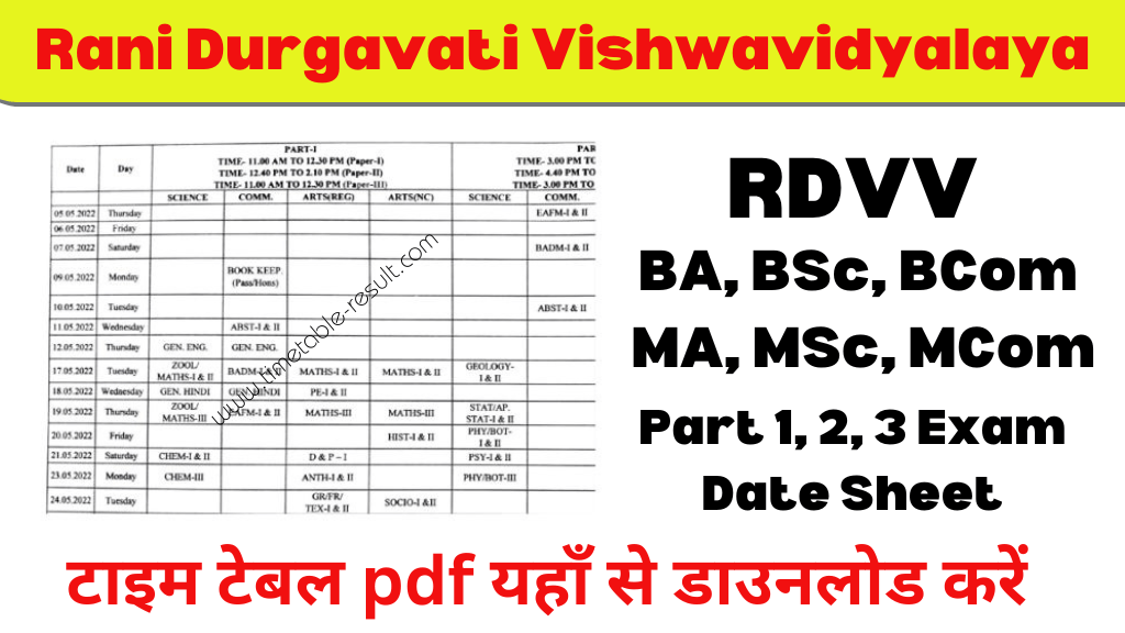 rdvv time table