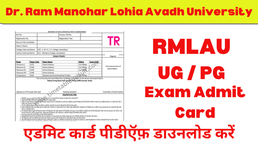 rmlau admit card