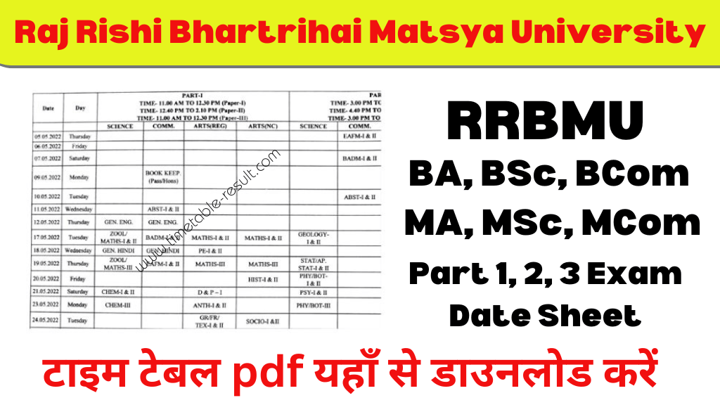 rrbmu time table