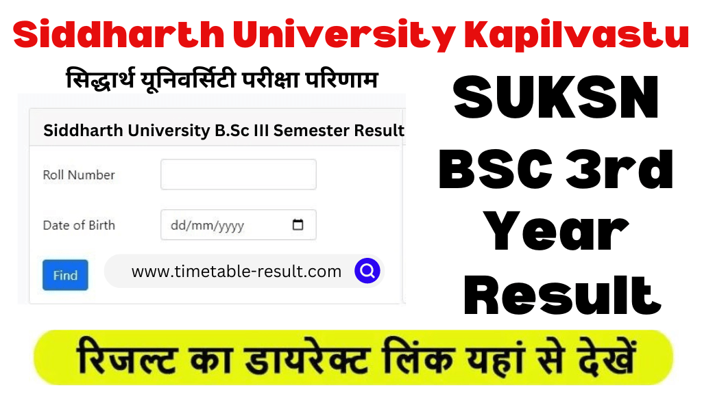 siddharth university bsc 3rd year result